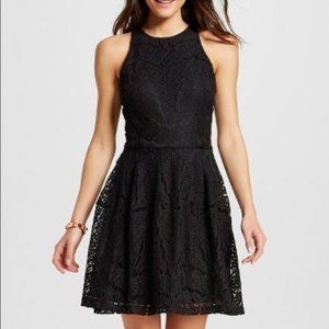 MASSIMO Little Black Lace Halter Dress, Size S